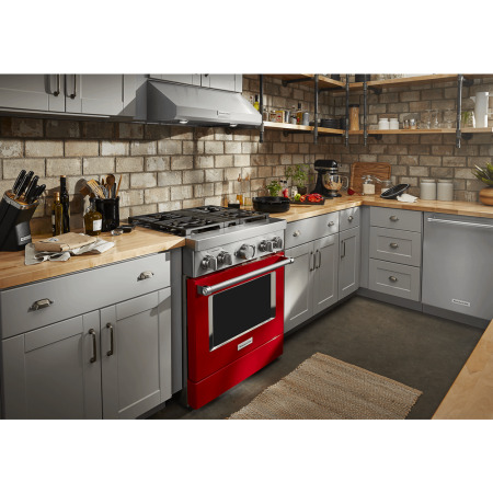 KitchenAid - 4.1 Cu. Ft. Freestanding Dual Fuel True Convection Range with Self-Cleaning - Passion red