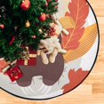 thumbnail image 4 of Coolnut Autumn Sloth Leaves Christmas Tree Mats Waterproof Tree Skirt, Fall Animals Maple Xmas Tree Stand Tray Mat Floor Protector Pad for Holiday Party Decoration, 28.3", 4 of 6