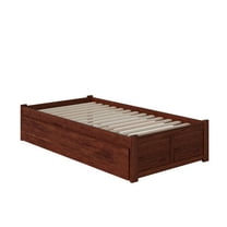 Concord Twin Extra Long Bed with Footboard and Twin Extra Long Trundle in Walnut