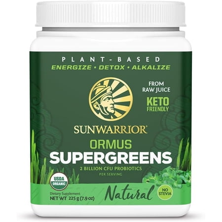 Sunwarrior Ormus Supergreens Organic Probiotic Powder, Vegan, Dairy-Free, 225g