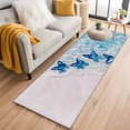 thumbnail image 2 of Blue Butterfly Runner Rugs 2x6 ft Ocean Water Beach Scenery Washable Hallway Rugs Non-Slip Floor Mats Absorbent Carpet Bedside Runners for Bedroom Kitchen Bathroom Laundry Room, 2 of 9