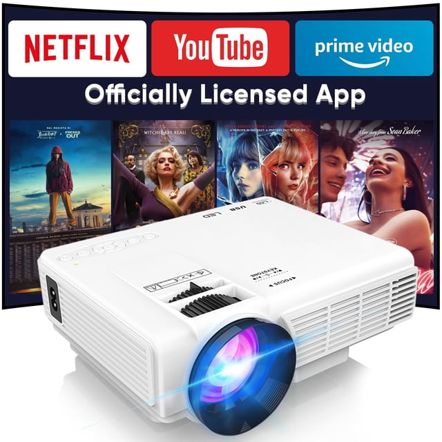 【Netflix-Officially-Licensed】PANSEBA Mini Projecteur Intelligent avec 1080P HD, WiFi 5G & Bluetooth 2 Voies, Projecteur de Films Portable Extérieur