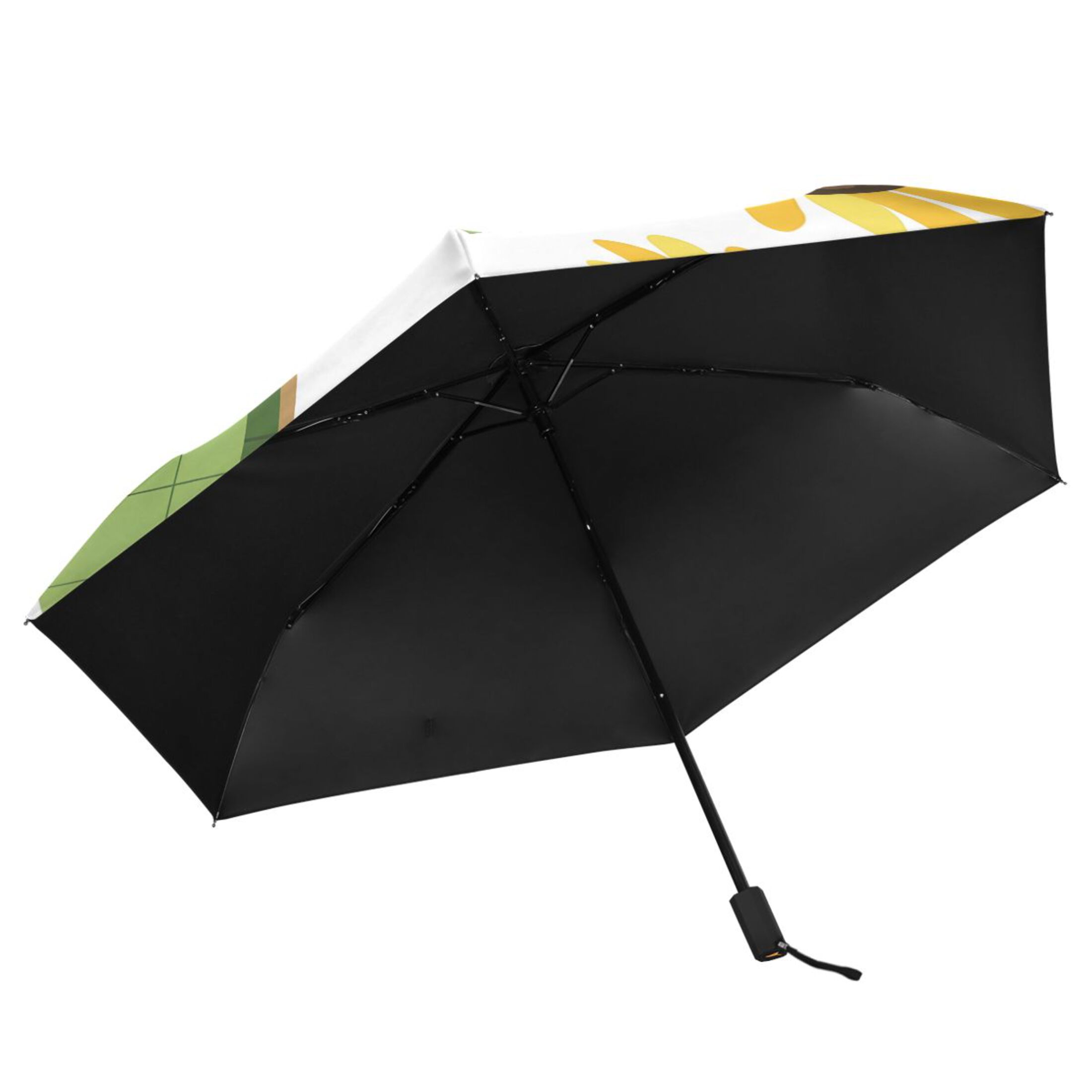 Lovely Turtles Sunflowers and Leaves All Weather Umbrella Triple Folding Parasol 6 Ribs UV Protection Portable