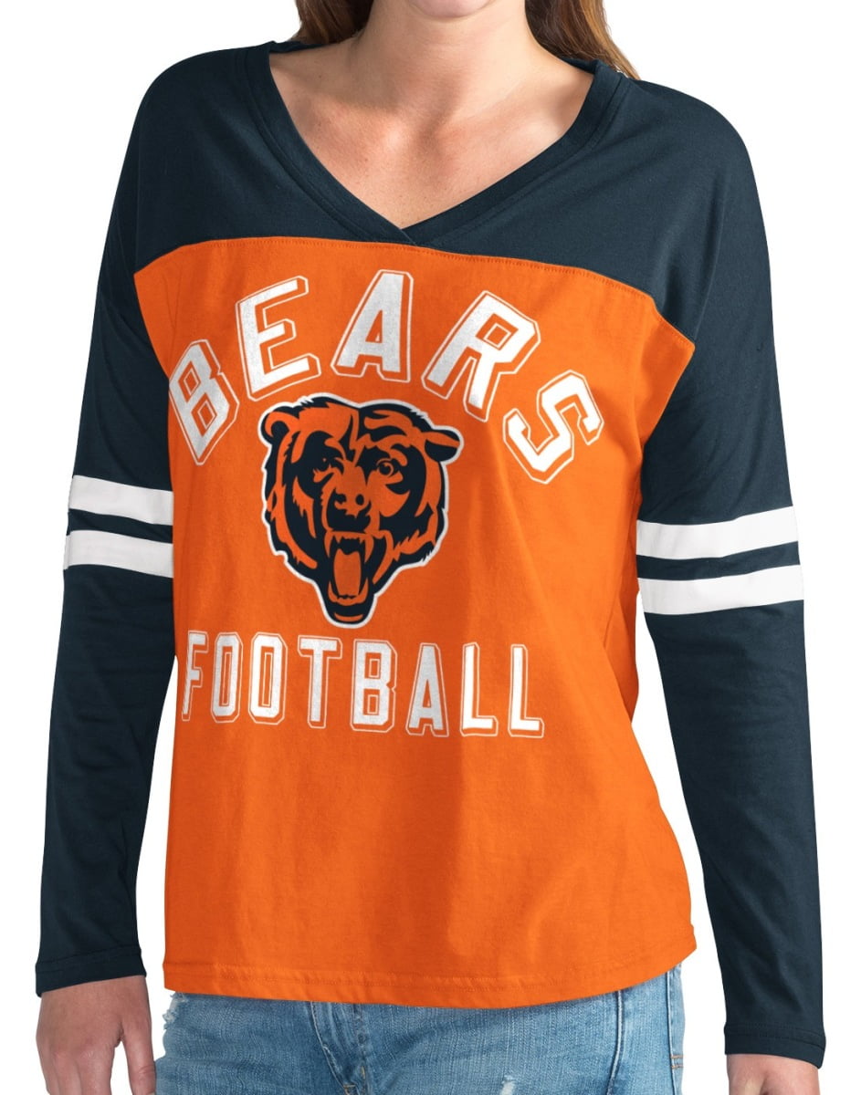 Chicago Bears NFL Women's G-III "Goal Line" Long Sleeve V-Neck T-shirt by G-III Sports