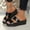 #0080-Black, variant on Women's Open Toe Wedge Slides, Fashion Metallic Slippers, Lightweight Design for Indoor Outdoor Activities Gift