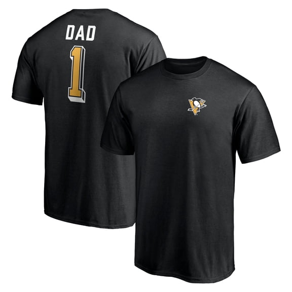 Men's Black Pittsburgh Penguins Number One Dad Logo T-Shirt