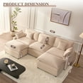 thumbnail image 3 of LAKPS 3-Seat Sectional Sofa Couch, Cloud-Style Deep Seating Sleeper Sofa with Included Throw Pillows, Linen Upholstery, Modern Living Room Sofa, Cream White, 3 of 8