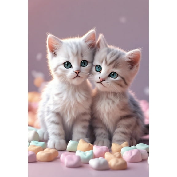 Two Cute Colorful Kittens Photograph - 12" x 18" Art Print Wall Decor