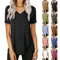 thumbnail image 3 of Askfv Womens Tunic Tops Casual Short Sleeve Tunic Shirts V Neck Button Side Blouses Tops, 3 of 3