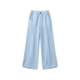 thumbnail image 5 of Lovzfmll Wide Leg Pants for Women, Linen Solid Color Button Elastic Waist with Pockets, Casual Summer Bottoms Light Blue, XL, 5 of 10