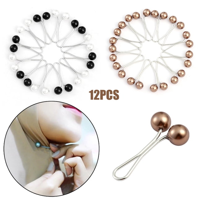 12 Pcs Broches Foulard Couleur Vibrante Design Perle Fausse Surface Lisse Réutilisable Forme Unique Décorative Alliage Mode Femme Foulard Foulard Châle Clips Sécurisés pour Femme