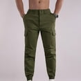thumbnail image 2 of Styesk Pantalon Homme Mode Décontractée Couleur Unie Poches Cargo Taille Élastique, 2 of 7