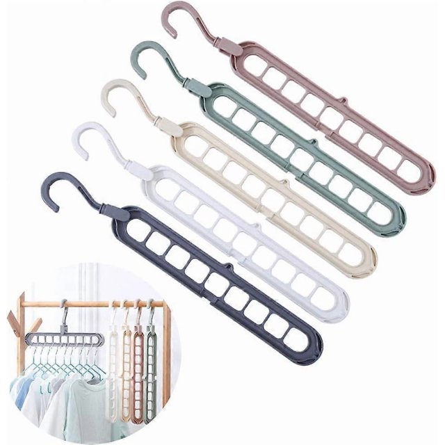 Nine Hole Magic Hanger Space Saver Hanger Organizer Smart Closet Space Saver, 5-Piece Hanger Organizer Set
