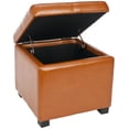 thumbnail image 4 of SAFAVIEH Madison Rustic Solid Flip Top Square Storage Ottoman, Saddle, 4 of 6