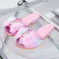 thumbnail image 2 of Girl's Dress Slide Shoes Princess Flats Open Toe Sandals Sparkly Single Strap High Heel Slip on Slippers, 2 of 7