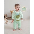 thumbnail image 4 of Baby Boy's Clothing Sets Fashionable Long Sleeve Striped Romper with Embroidered Overalls and Hat 3Pcs Outfits, 4 of 9