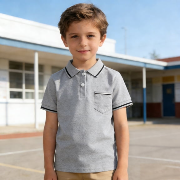 Polo Shirts Boys Light Gray Button Down Short Sleeve Polo Shirts Graduation Shirts Casual Collared Shirt Kids Shirts for Girls 4T