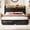 Black, variant on Sha Cerlin Full Size Platform Bed Frame with 2-Tier Storage Shelf and Velvet Wingback Upholstered Headboard, LED Lights and Charging Station, Black