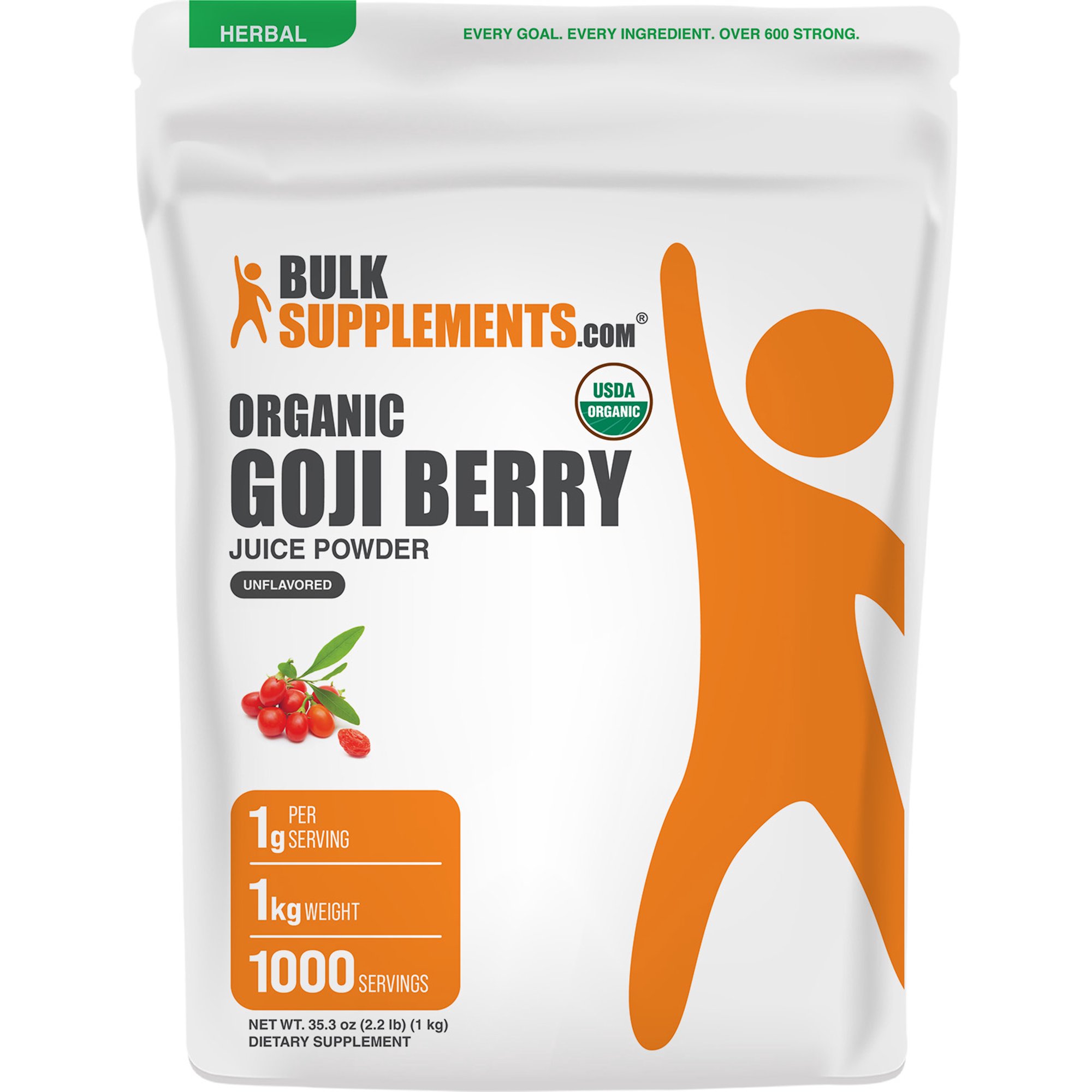 BulkSupplements Organic Goji Berry Powder - 1 Kilogram (2.2 lbs)