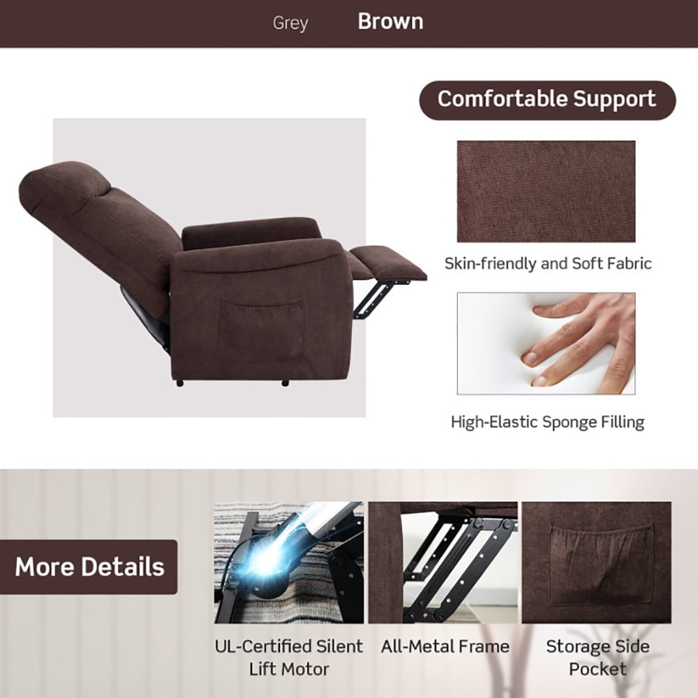 Finihen Electric Power Lift Relax Sofa Recliner Chair, Power Lift Recliner Chair with Remote Control, for Elderly, for Living Room, Bedroom, Brown Finihen Electric Power Lift Relax Sofa Recliner Chair, Power Lift Recliner Chair with Remote Control, for Elderly, for Living Room, Bedroom, Brown