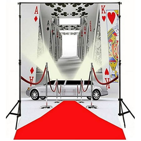 Image of 5x7ft Las Vegas Poker Red Carpet Cars Background Royal Casino backdrop