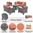 thumbnail image 5 of Ovios 5 Pieces Outdoor Patio Furniture with 30 Inch Fire Pit Table Wicker Patio Sectional Sofa with Single Chairs for Backyard Decor, 5 of 7
