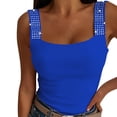 thumbnail image 1 of Charmgo Débardeur pour Femmes Col Carré Mode Sans Manches Ajusté Gilet Été Débardeur Décontracté Manches Courtes Tunique Tendance Bleu m, 1 of 5