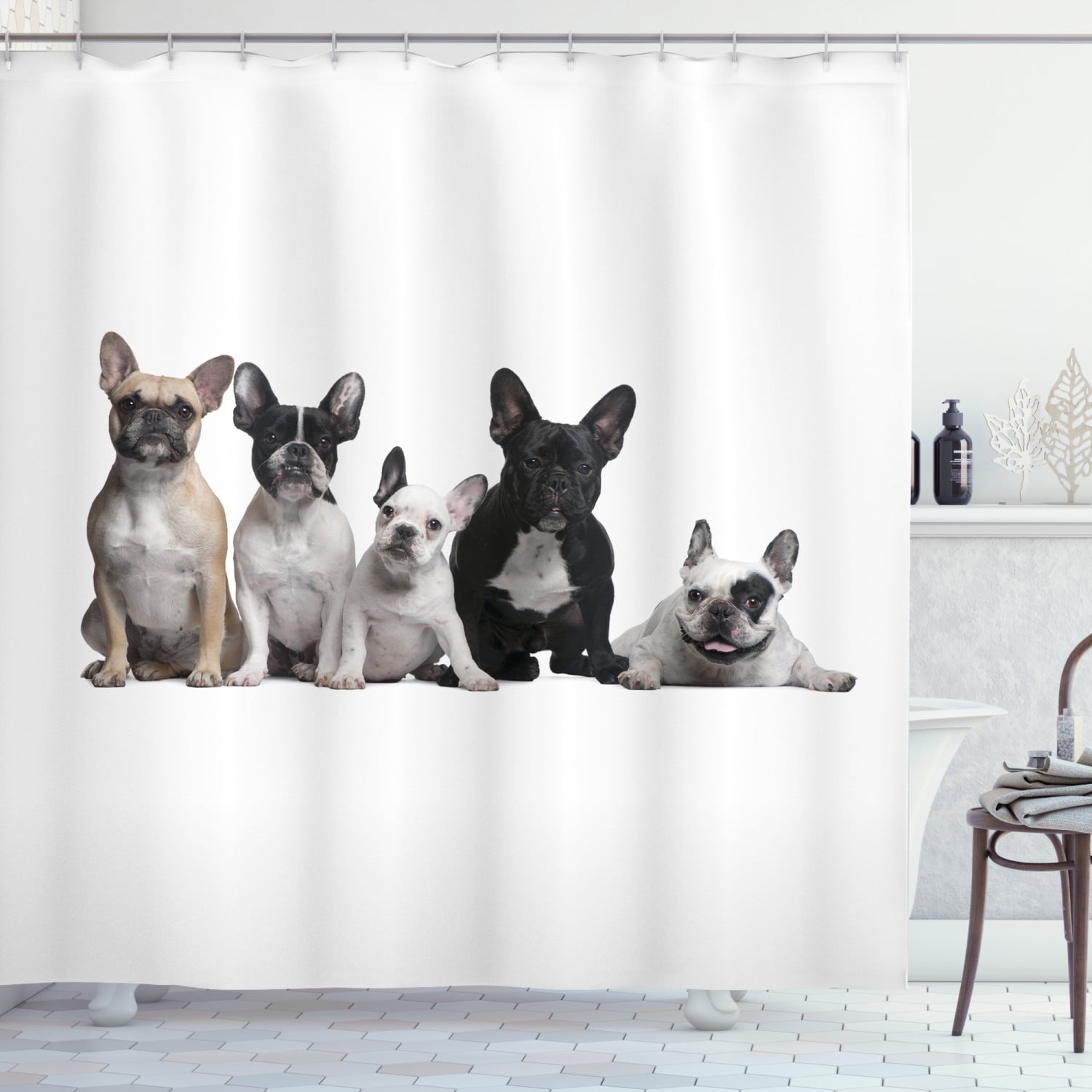 Bulldog Shower Curtain Group Of Young, Boston Sports Shower Curtain