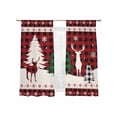 thumbnail image 7 of Christmas Red Sheer Curtains 72 inches Long 2 Panels Set Black Plaid Reindeer Xmas Tree Silhouette Tiers Sheers Rod Pocket Small Window Short Curtains for Kitchen Cafe, Each 52" W x 72" L, 7 of 7