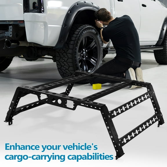 Foxnovo 1Set Universal Adjustable Truck Bed Rack with Cargo Carrying Rails