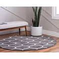 thumbnail image 2 of Unique Loom 3146429 5 x 5 ft. Rounded Trellis Frieze Round Rug, Dark Gray, 2 of 5