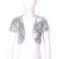 thumbnail image 2 of Kaerm Kids Girls Sparkling Bolero Shrug Short Cardigan Flower Girl Dress Cover up Coat Jacket Silver 6, 2 of 7