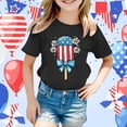 thumbnail image 2 of MIXUE Toddler Girls Tops & T-Shirts Summer Fourth Of July Independence Day Ice Cream Print Round Neck Short Sleeve Casual Party Tshirts Holiday Wear,Black,3-4 Years, 2 of 4