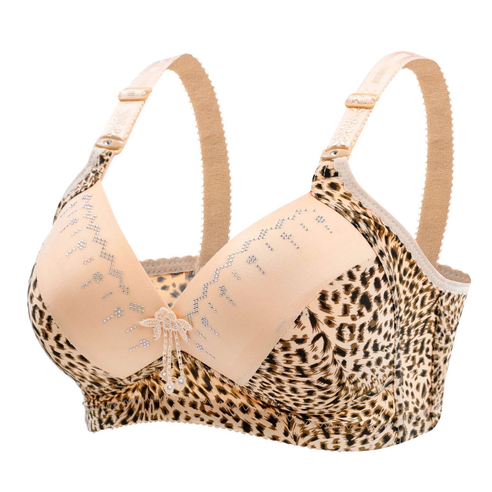 VALSEEL Women Leopard-Print Front Buckles Underwear No Steel Ring Close ...