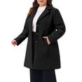thumbnail image 2 of DARING DIVA Women's Plus Mid Length Notch Lapel Single Breasted Pea Jacket 1X Black, 2 of 6