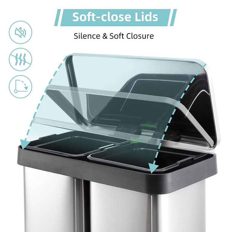 17.5 Gallon Dual Trash Can,Two Compartment Trash Can,Trash Can 