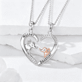 thumbnail image 2 of Mother Daughter Matching Heart Pendant Necklace 925 Sterling Silver Elephant Necklace for Women Mom Gifts Jewelry, 2 of 10