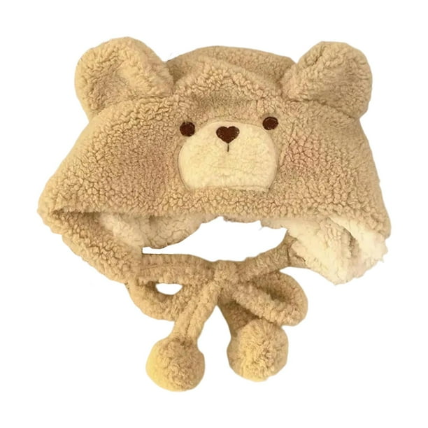 Gorro de oso Yuyangstore Gorro cálido de felpa Beige para mujer