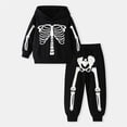 thumbnail image 6 of ZHOGXU Boys Halloween Sweatshirt Sets Skeleton Glowing Long Sleeve Hoodie With Pant Outfits Kids 2 Piece Set,Black,4-5 Years, 6 of 8