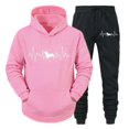 thumbnail image 3 of Conjunto de ropa deportiva con estampado de latidos del corazón de Dachshund para hombre, sudaderas con capucha y pantalones de manga larga a la moda, trajes de 2 piezas, chándales con diseño de perro, 3 of 5