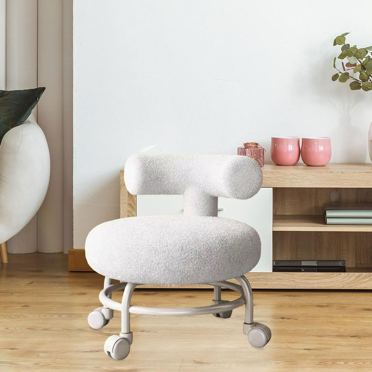 YokIma Low Rolling Stool with Wheels,Ottoman Footstool, Roller Seat Short  Rolling Foot Stools with Universal Swivel Caster Wheels Leather Little  Small