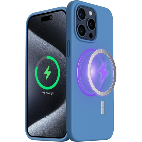 Compatible with iPhone 15 Pro Max Case, Liquid Silicone Gel Rubber Shockproof Protective Cover 15 Pro Max Phone Case 6.7"-Blue
