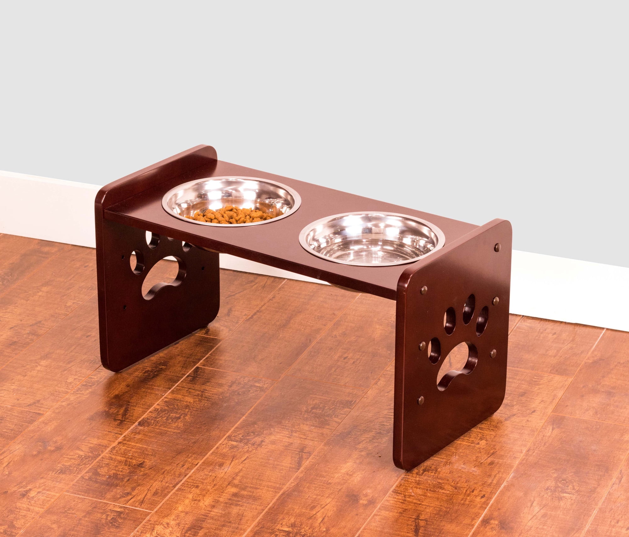 Contemporary Home Living 20" Brown Durable Adjustable Pet Feeder