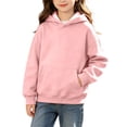 thumbnail image 2 of Sevevn Girls Solid Color Hooded Pullover Sweatshirt Long Sleeve Loose Fit Hoodie with Pocket for Kids Casual Daily Wear, 2 of 9