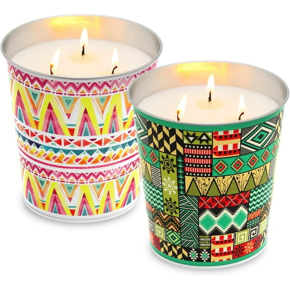 2 Pack Citronella Candles Outdoor and Indoor, 17Oz Soy Wax Candle in Large Bucket for Patio Ledge Garden Yard Beach