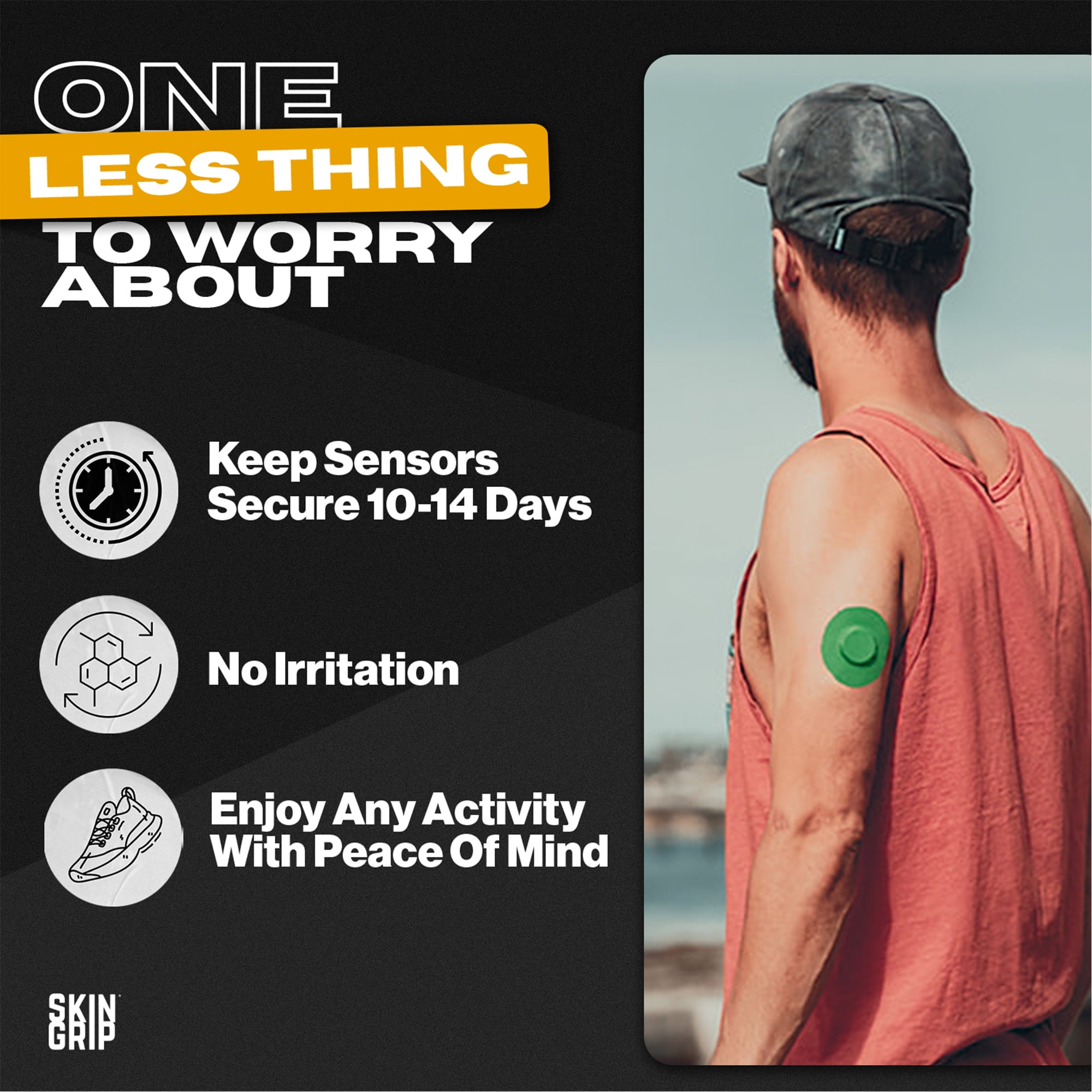 Skin Grip Freestyle Libre 2 & Lingo Patches - 20 Pack, Waterproof CGM Glucose Monitor Adhesive Covers, Durable Long-Lasting Sensor Patches - Rainbow