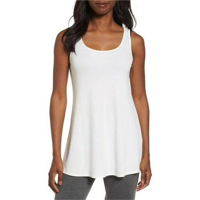 Eileen Fisher Petite Silk Jersey Tunic Tank Soft White ( PP )