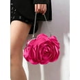 thumbnail image 3 of Women’s Hot Pink Rose Clutch Purse, Floral Evening Bag with Chain Handle, 3 of 6