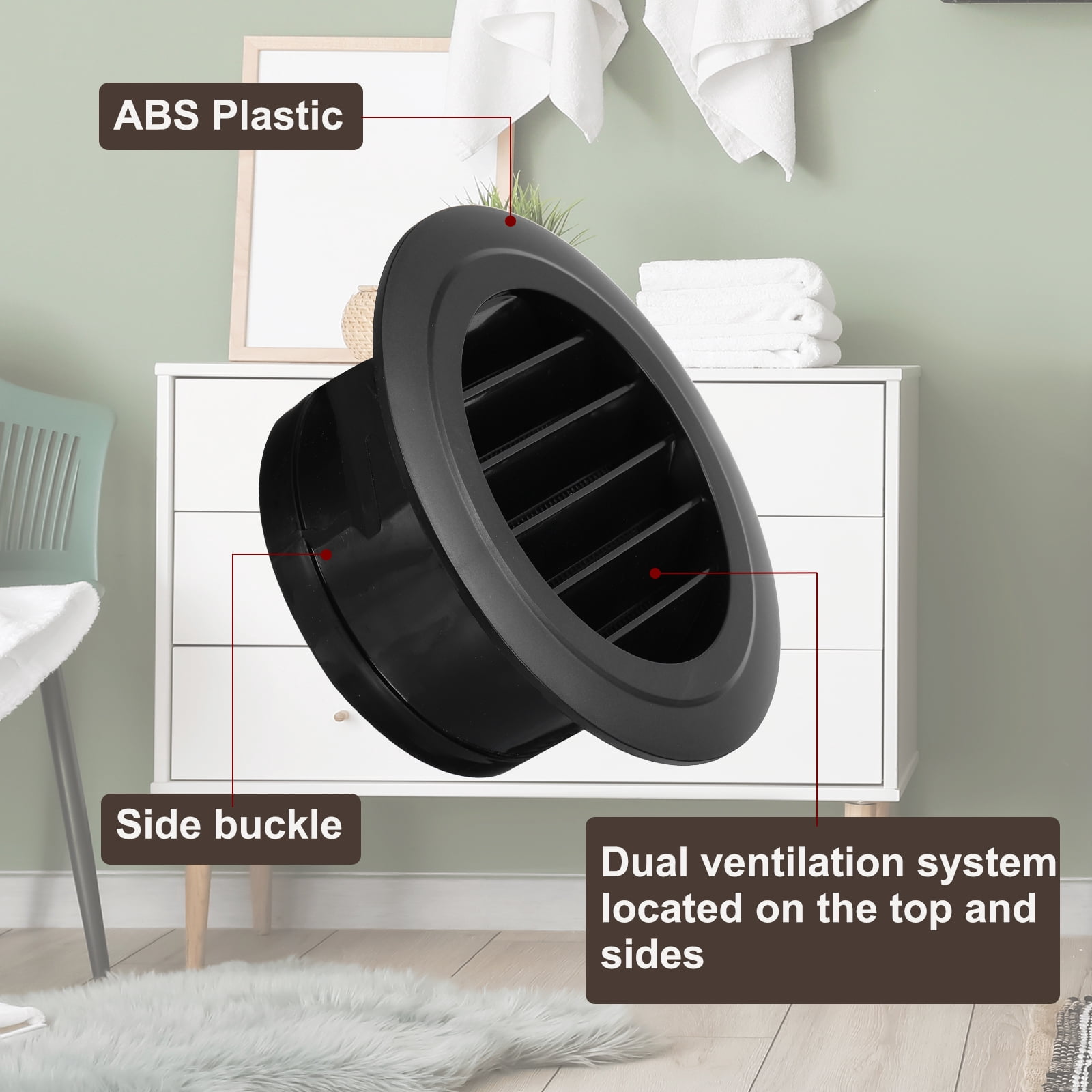 Uxcell Round Air Vent Cover Soffit Vents ABS Ceiling Vent Covers Air Vent Louver for Living Room Greenhouse 5 Inch