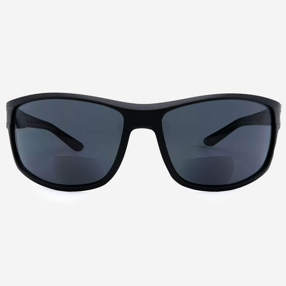 VITENZI Bifocal Sunglasses Wraparound Sports Readers for Reading Under the Bari Sun in Black 1.50